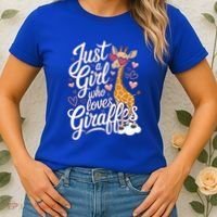 Just A Who Loves Giraffes Cute Animal Lover Great Gift Women's T-Shirt thumb 2