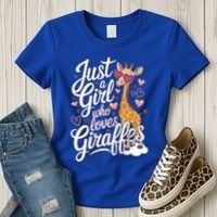 Just A Who Loves Giraffes Cute Animal Lover Great Gift Women's T-Shirt thumb 3