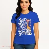 Just A Who Loves Giraffes Cute Animal Lover Great Gift Women's T-Shirt thumb 4