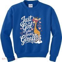 Just A Who Loves Giraffes Cute Animal Lover Great Gift Kids Sweatshirt thumb 0