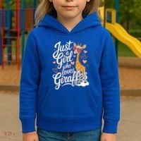 Just A Who Loves Giraffes Cute Animal Lover Great Gift Kids Hoodie thumb 3