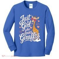 Just A Who Loves Giraffes Cute Animal Lover Great Gift Kids Long Sleeve Shirt thumb 0