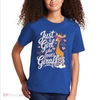 Just A Who Loves Giraffes Cute Animal Lover Great Gift Kids T-Shirt thumb 2