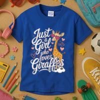 Just A Who Loves Giraffes Cute Animal Lover Great Gift Kids T-Shirt thumb 3