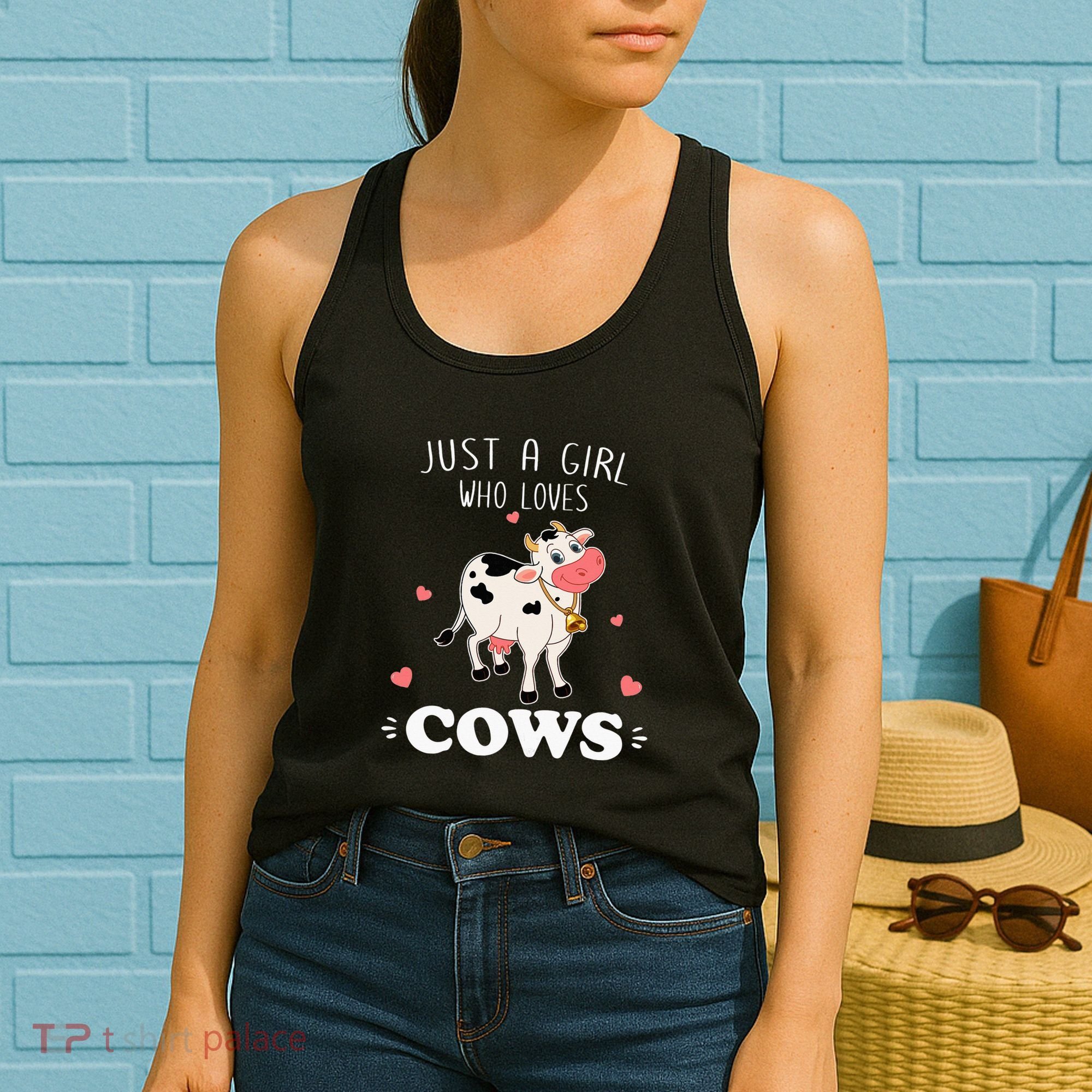Just A  Who Loves Farm Animals Lover Funny Women's Tank Top