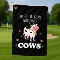 Just A  Who Loves Farm Animals Lover Funny Golf Towel thumb 1