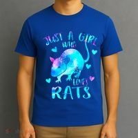 Just A Who Loves Rats Cute Rat Lover Galaxy Theme Gift T-Shirt thumb 3