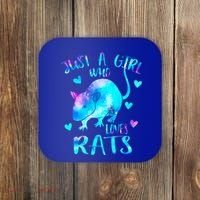 Just A Who Loves Rats Cute Rat Lover Galaxy Theme Gift Coaster thumb 0