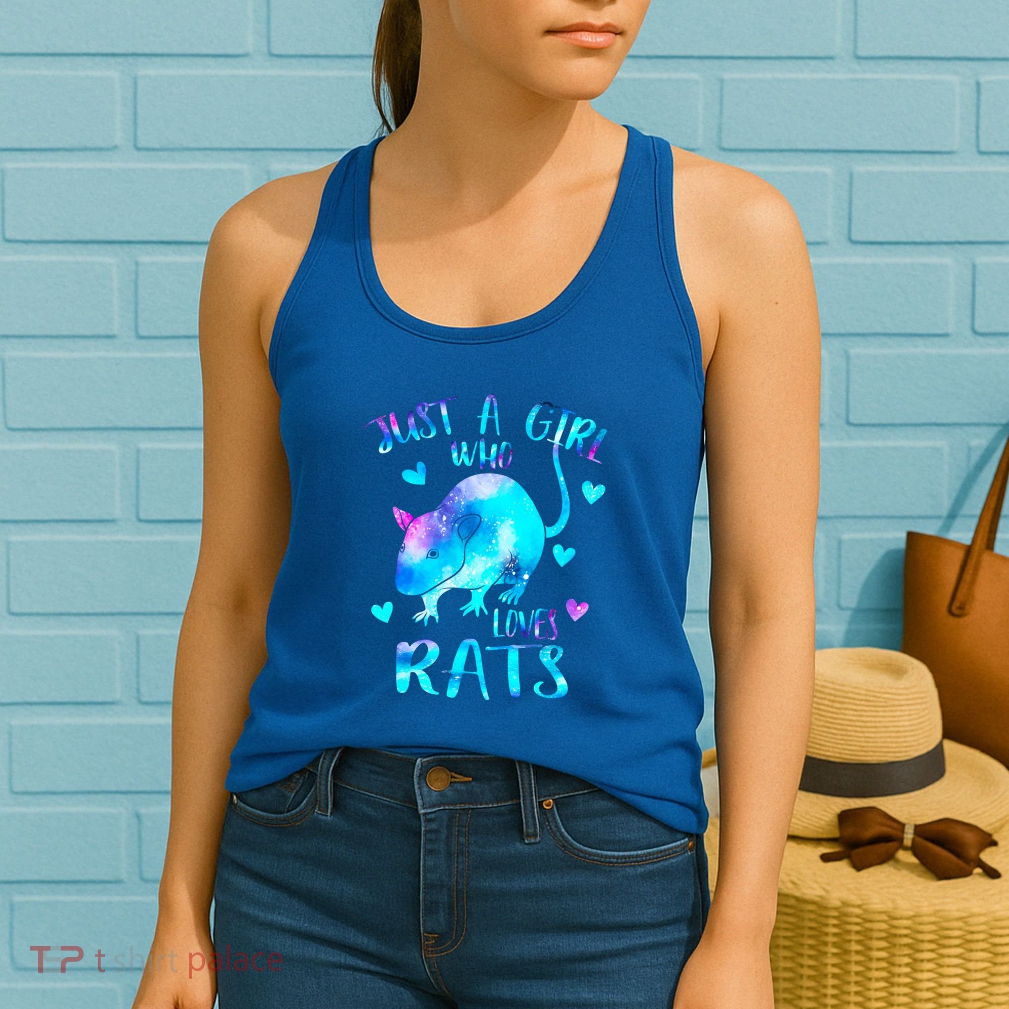 Just A Who Loves Rats Cute Rat Lover Galaxy Theme Gift Women's Tank Top