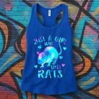 Just A Who Loves Rats Cute Rat Lover Galaxy Theme Gift Women's Tank Top thumb 3