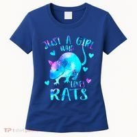 Just A Who Loves Rats Cute Rat Lover Galaxy Theme Gift Women's T-Shirt thumb 0