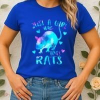 Just A Who Loves Rats Cute Rat Lover Galaxy Theme Gift Women's T-Shirt thumb 2