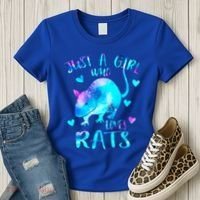 Just A Who Loves Rats Cute Rat Lover Galaxy Theme Gift Women's T-Shirt thumb 3