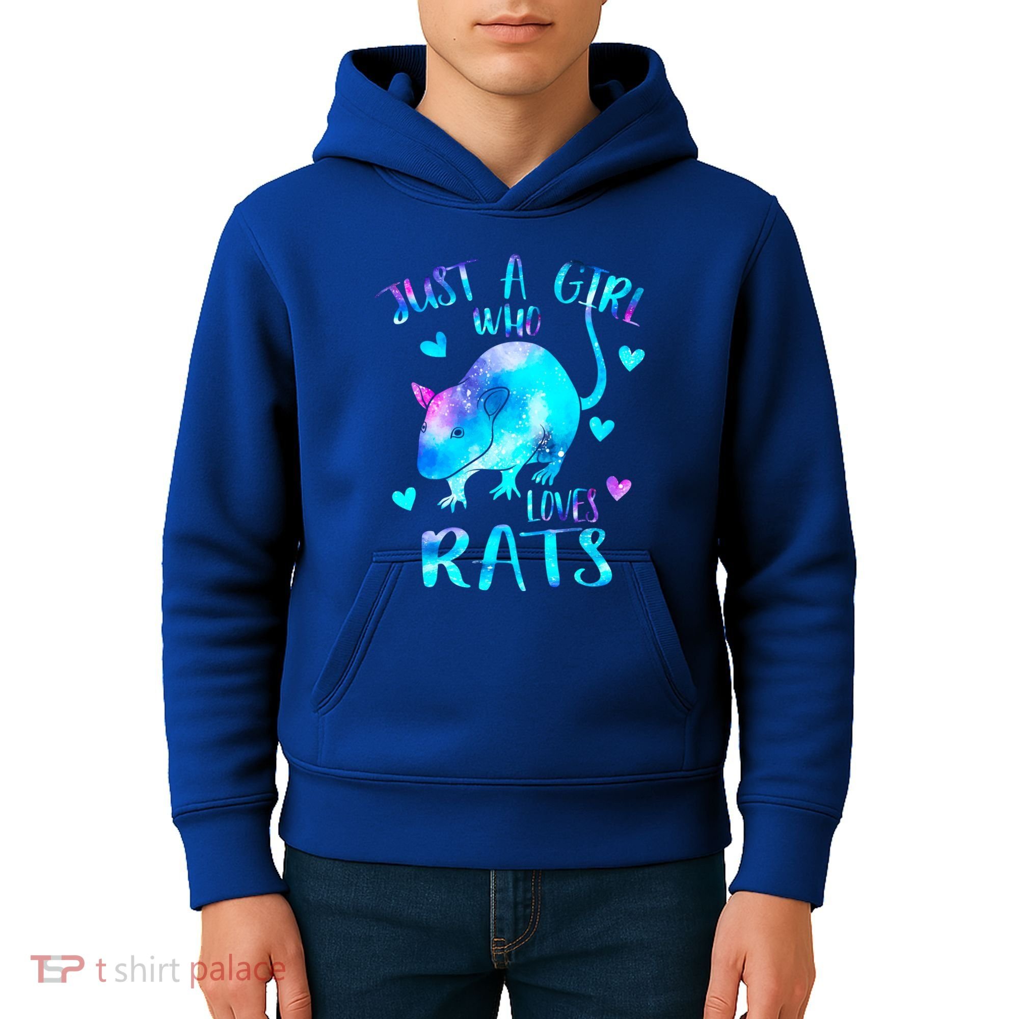 Just A Who Loves Rats Cute Rat Lover Galaxy Theme Gift Kids Hoodie
