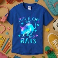 Just A Who Loves Rats Cute Rat Lover Galaxy Theme Gift Kids T-Shirt thumb 3