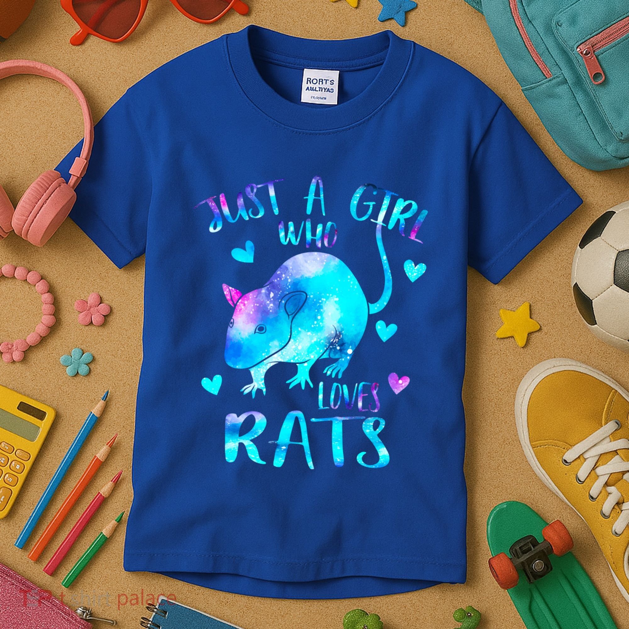 Just A Who Loves Rats Cute Rat Lover Galaxy Theme Gift Kids T-Shirt
