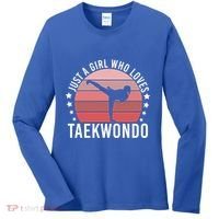 Just A Who Loves Taekwondo Gift Women's Long Sleeve Shirt thumb 0