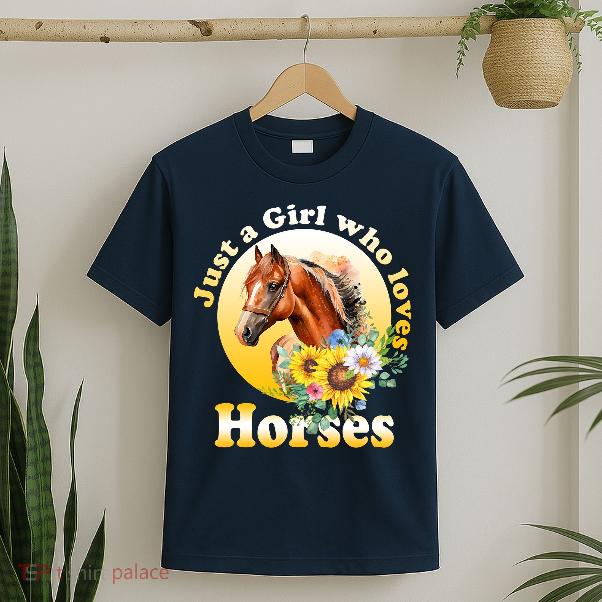 Just AGirl Who Loves Horses Sunflower Cute Gift T-Shirt