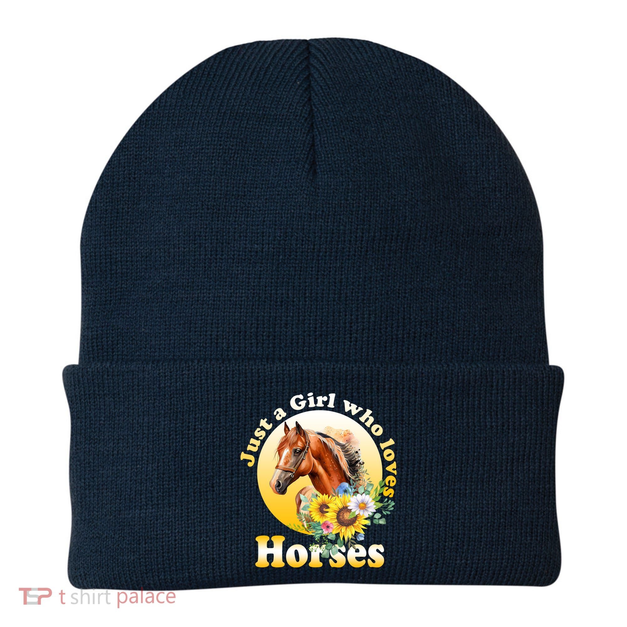 Just AGirl Who Loves Horses Sunflower Cute Gift Beanie