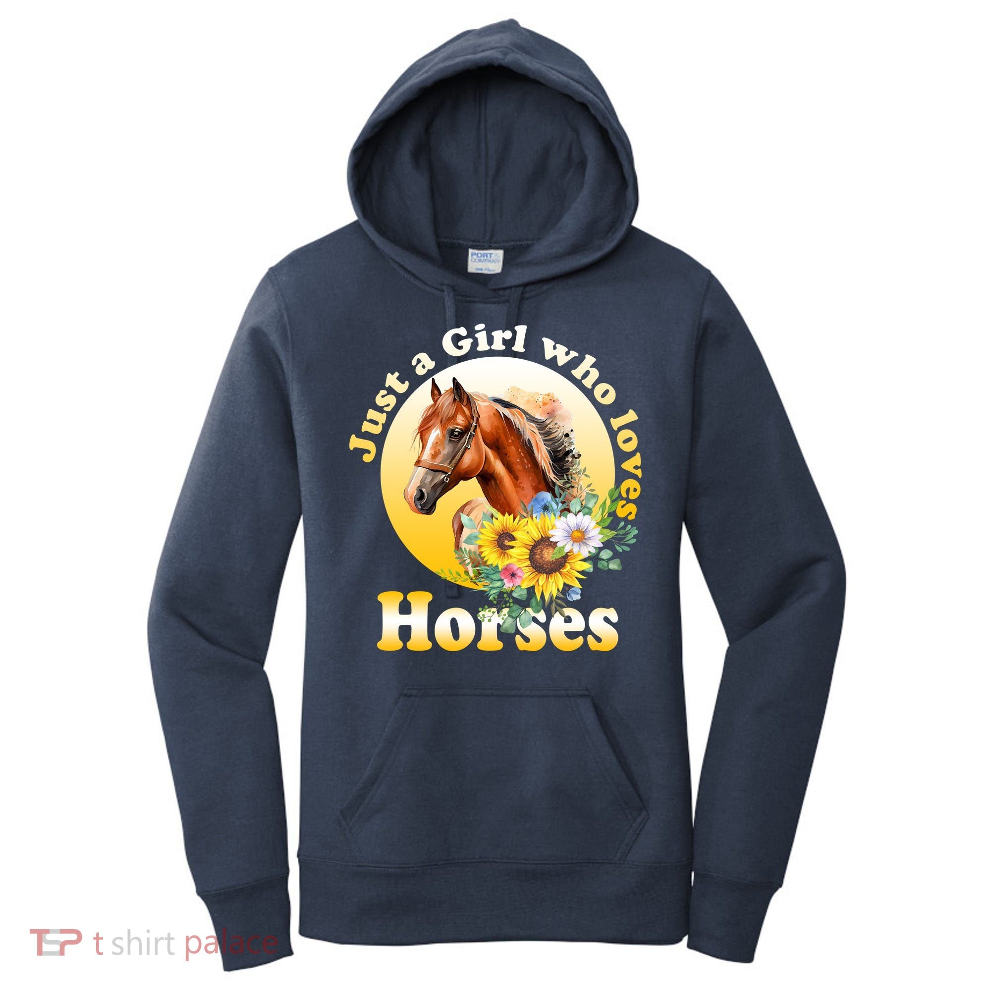 Just AGirl Who Loves Horses Sunflower Cute Gift Women's Hoodie