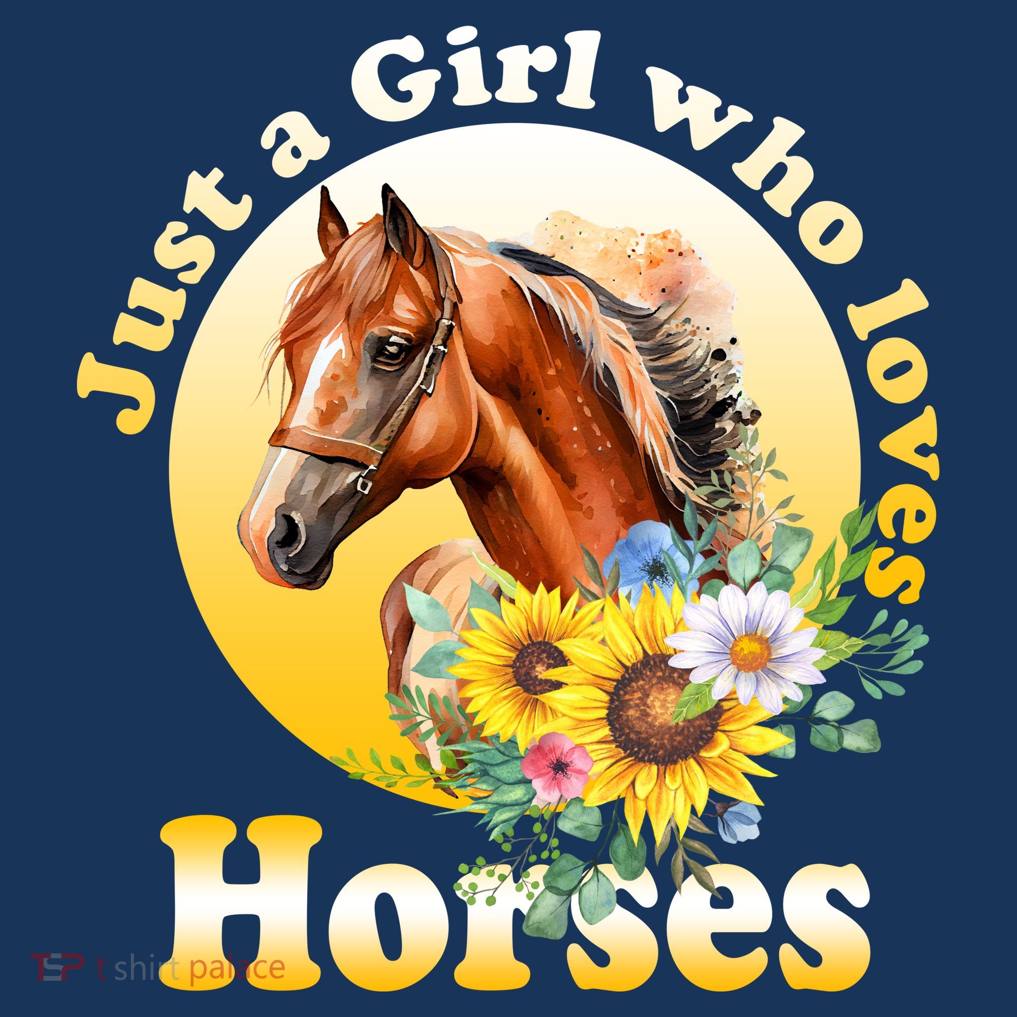 Just AGirl Who Loves Horses Sunflower Cute Gift Women's Hoodie