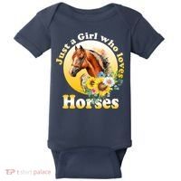 Just AGirl Who Loves Horses Sunflower Cute Gift Baby Bodysuit thumb 0