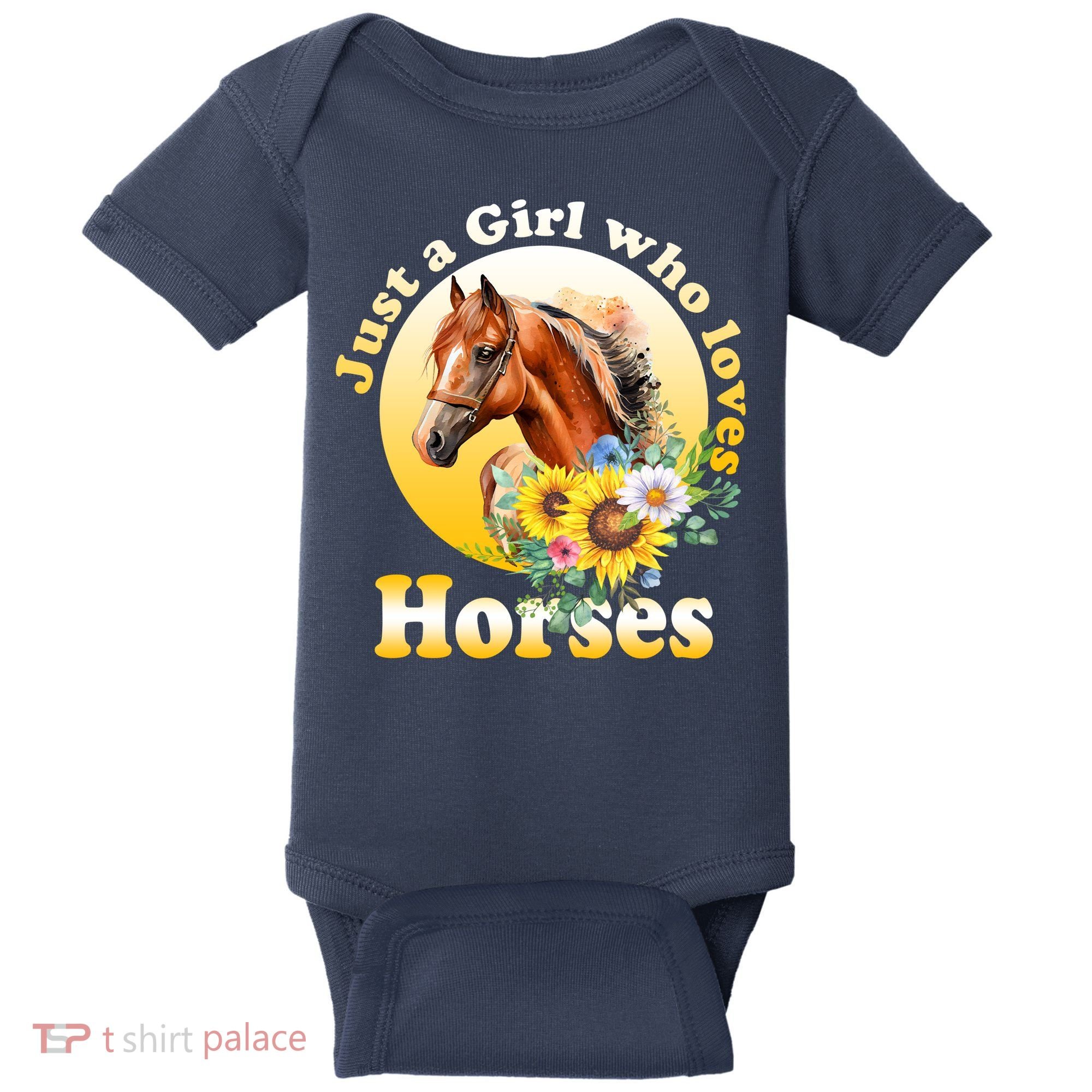 Just AGirl Who Loves Horses Sunflower Cute Gift Baby Bodysuit