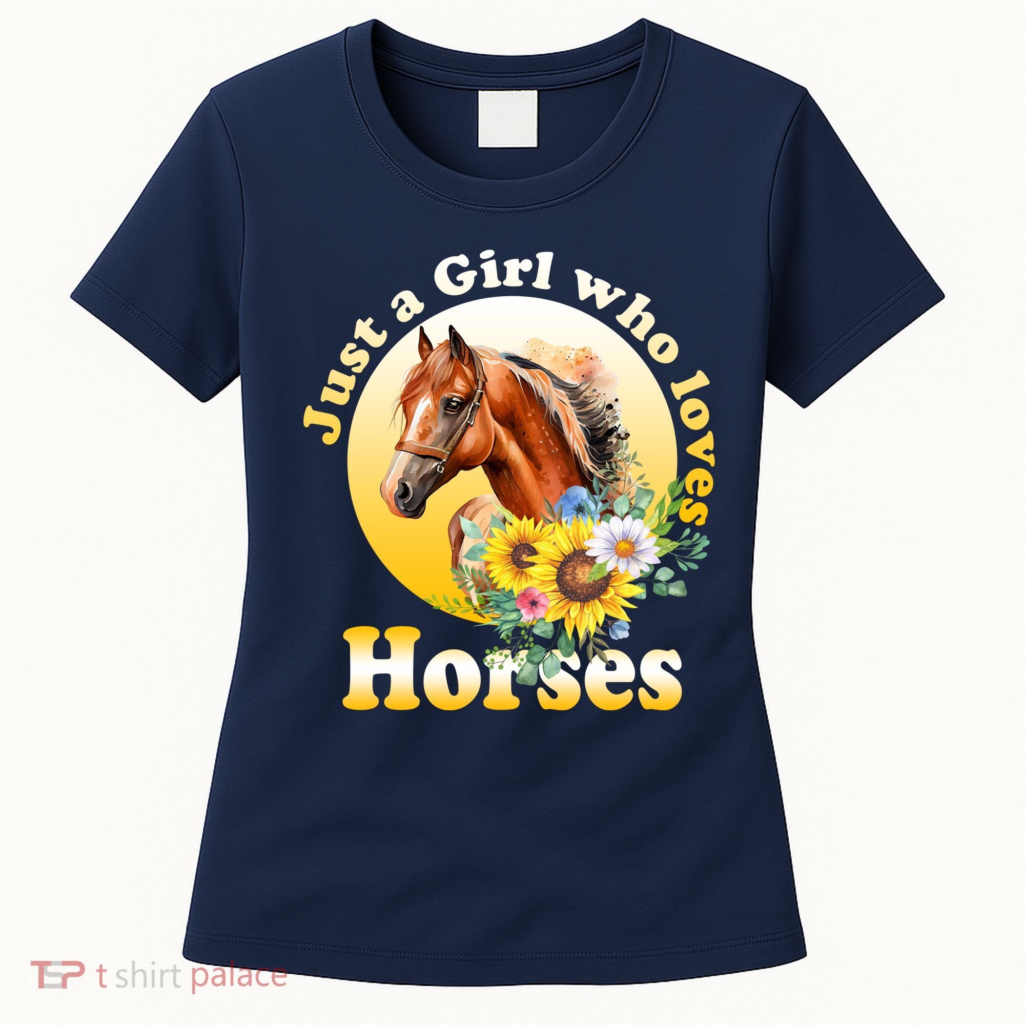 Just AGirl Who Loves Horses Sunflower Cute Gift Women's T-Shirt