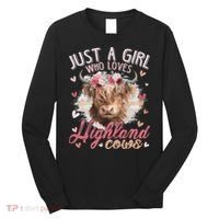Just A Who Loves Scottish Highland Cows Long Sleeve Shirt thumb 0
