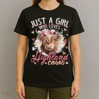 Just A Who Loves Scottish Highland Cows T-Shirt thumb 4