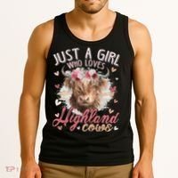 Just A Who Loves Scottish Highland Cows Tank Top thumb 3