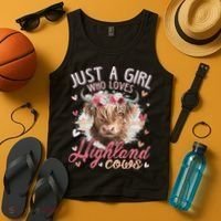 Just A Who Loves Scottish Highland Cows Tank Top thumb 4