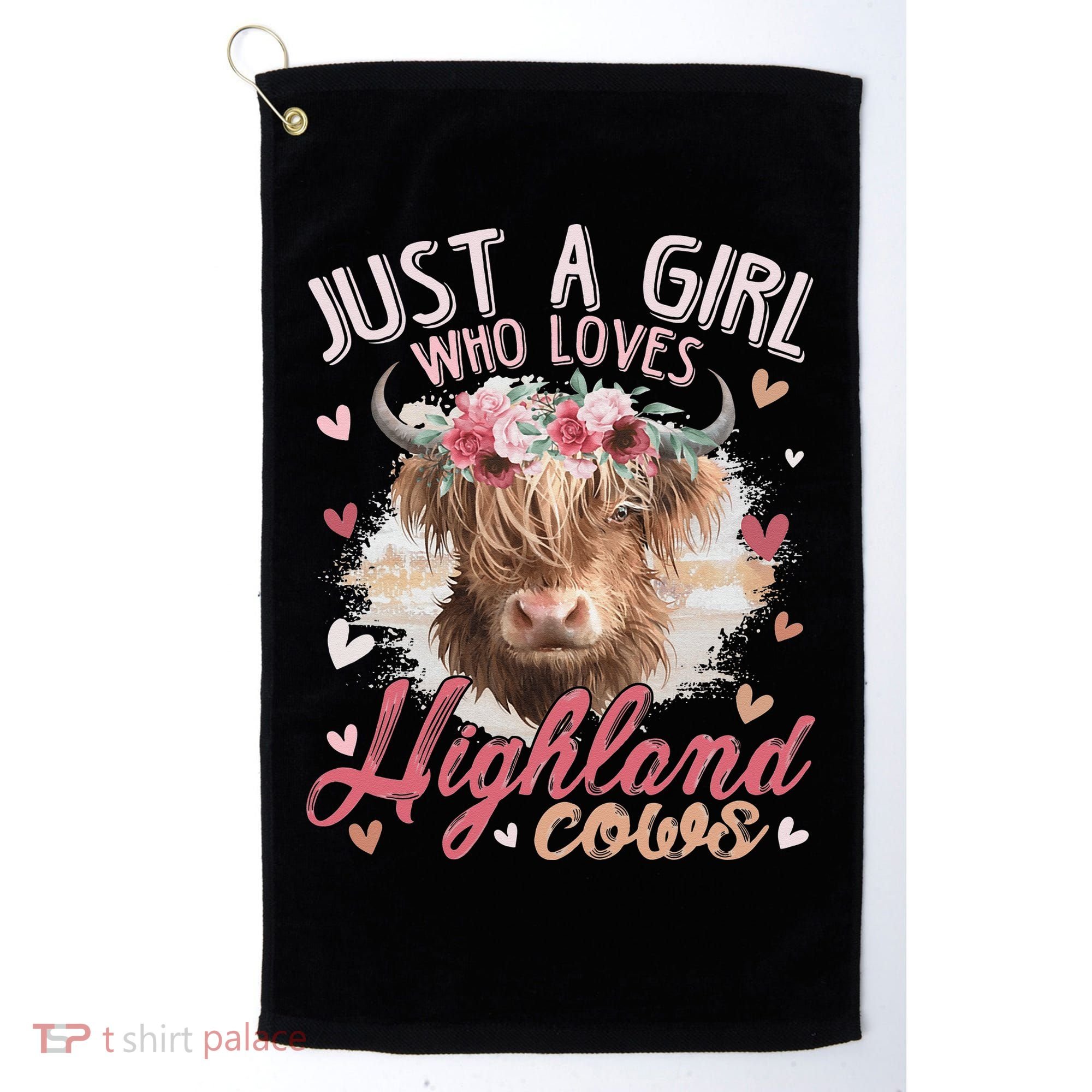 Just A Who Loves Scottish Highland Cows Golf Towel
