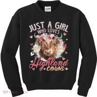 Just A Who Loves Scottish Highland Cows Kids Sweatshirt thumb 0