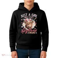 Just A Who Loves Scottish Highland Cows Kids Hoodie thumb 4