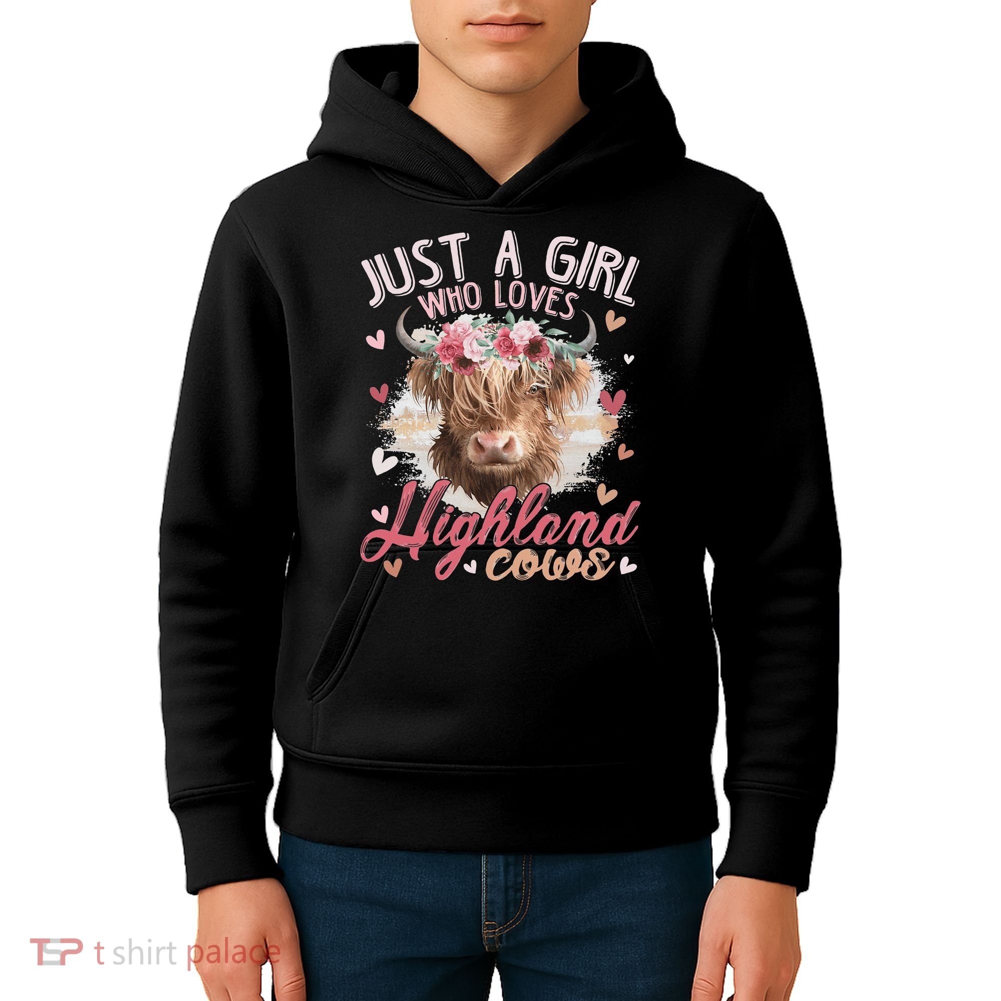 Just A Who Loves Scottish Highland Cows Kids Hoodie