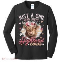 Just A Who Loves Scottish Highland Cows Kids Long Sleeve Shirt thumb 0