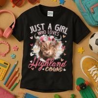 Just A Who Loves Scottish Highland Cows Kids T-Shirt thumb 3