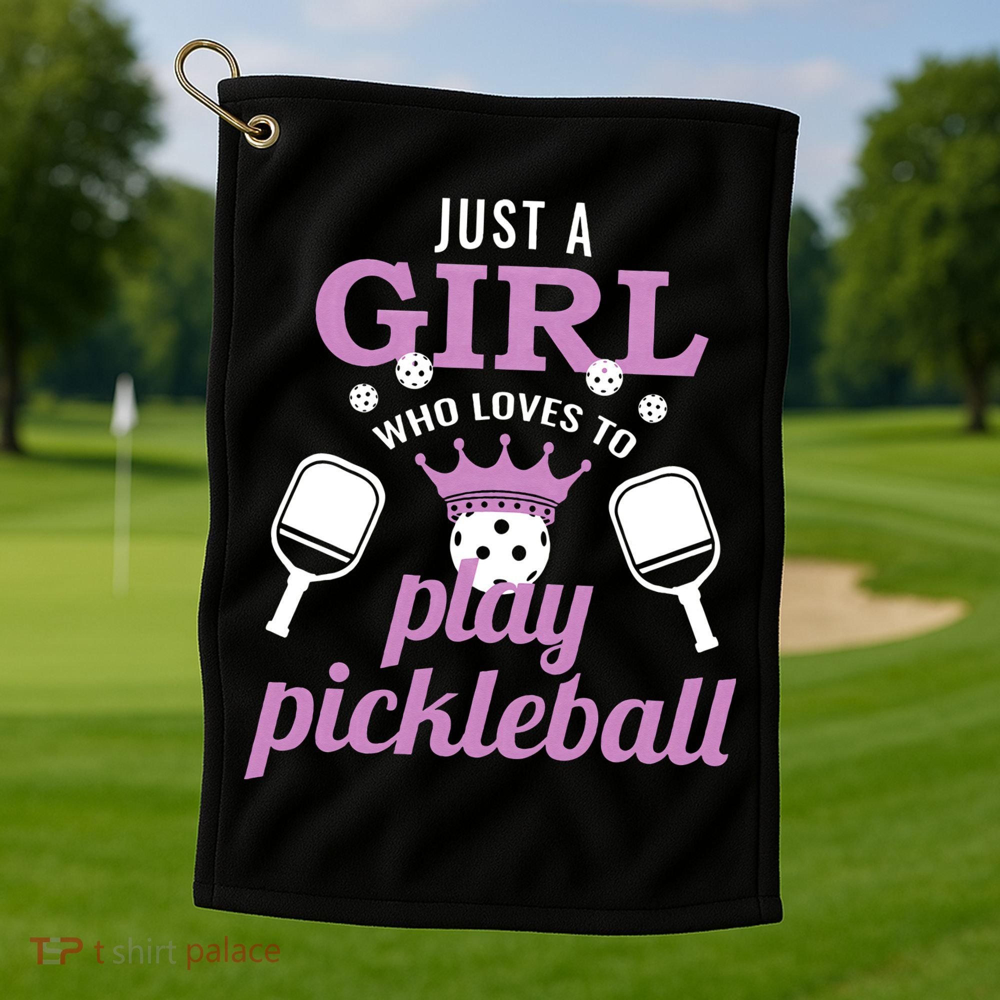 Just a Who Loves to Play Pickleball Funny Golf Towel
