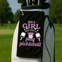 Just a Who Loves to Play Pickleball Funny Golf Towel thumb 2