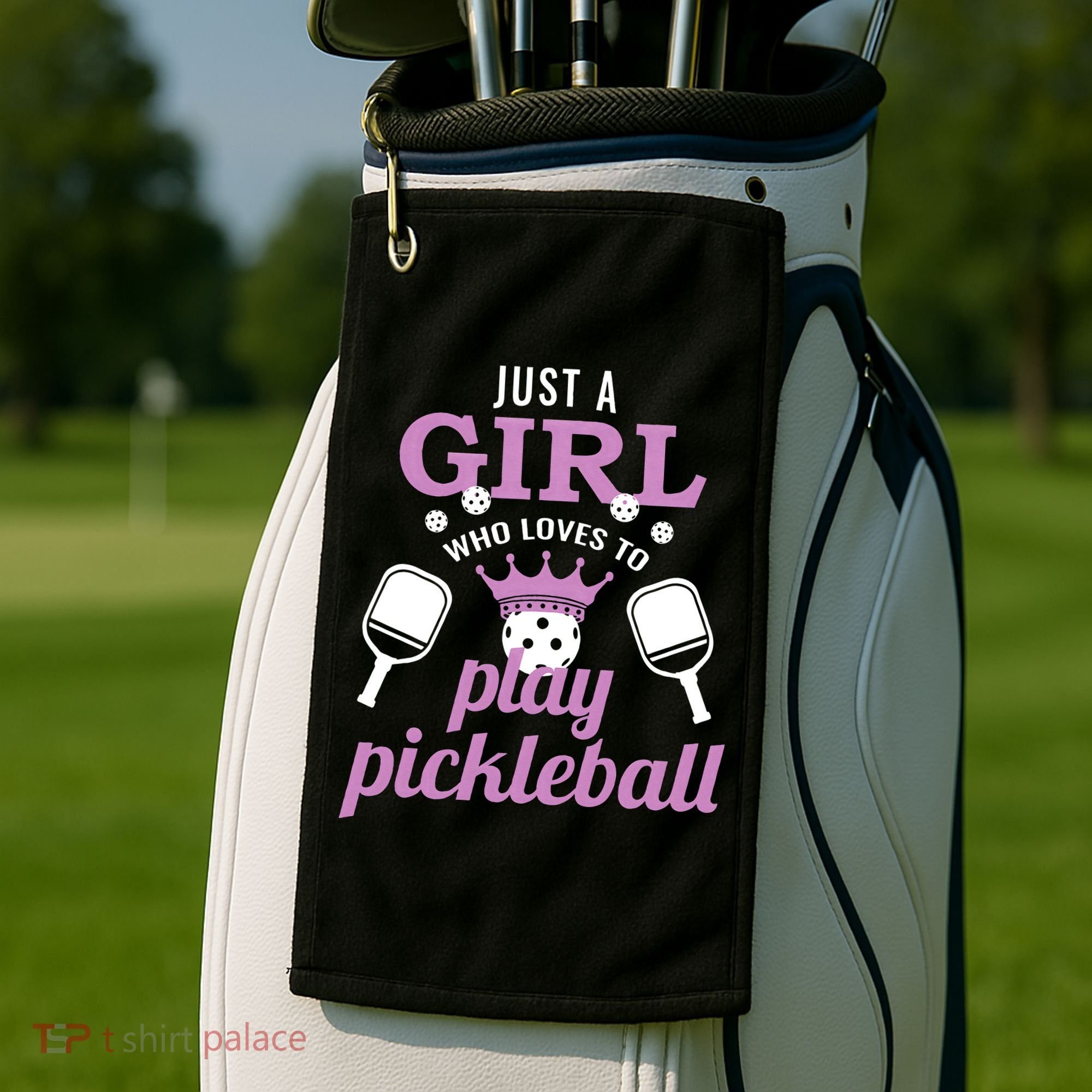 Just a Who Loves to Play Pickleball Funny Golf Towel