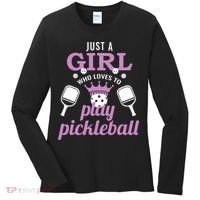 Just a Who Loves to Play Pickleball Funny Women's Long Sleeve Shirt thumb 0
