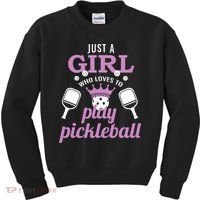 Just a Who Loves to Play Pickleball Funny Kids Sweatshirt thumb 0