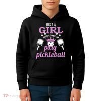 Just a Who Loves to Play Pickleball Funny Kids Hoodie thumb 4