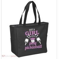 Just a Who Loves to Play Pickleball Funny Tote Bag thumb 2
