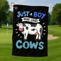 Just a  Who Loves Cows Funny Cows Lover Gift Golf Towel thumb 1