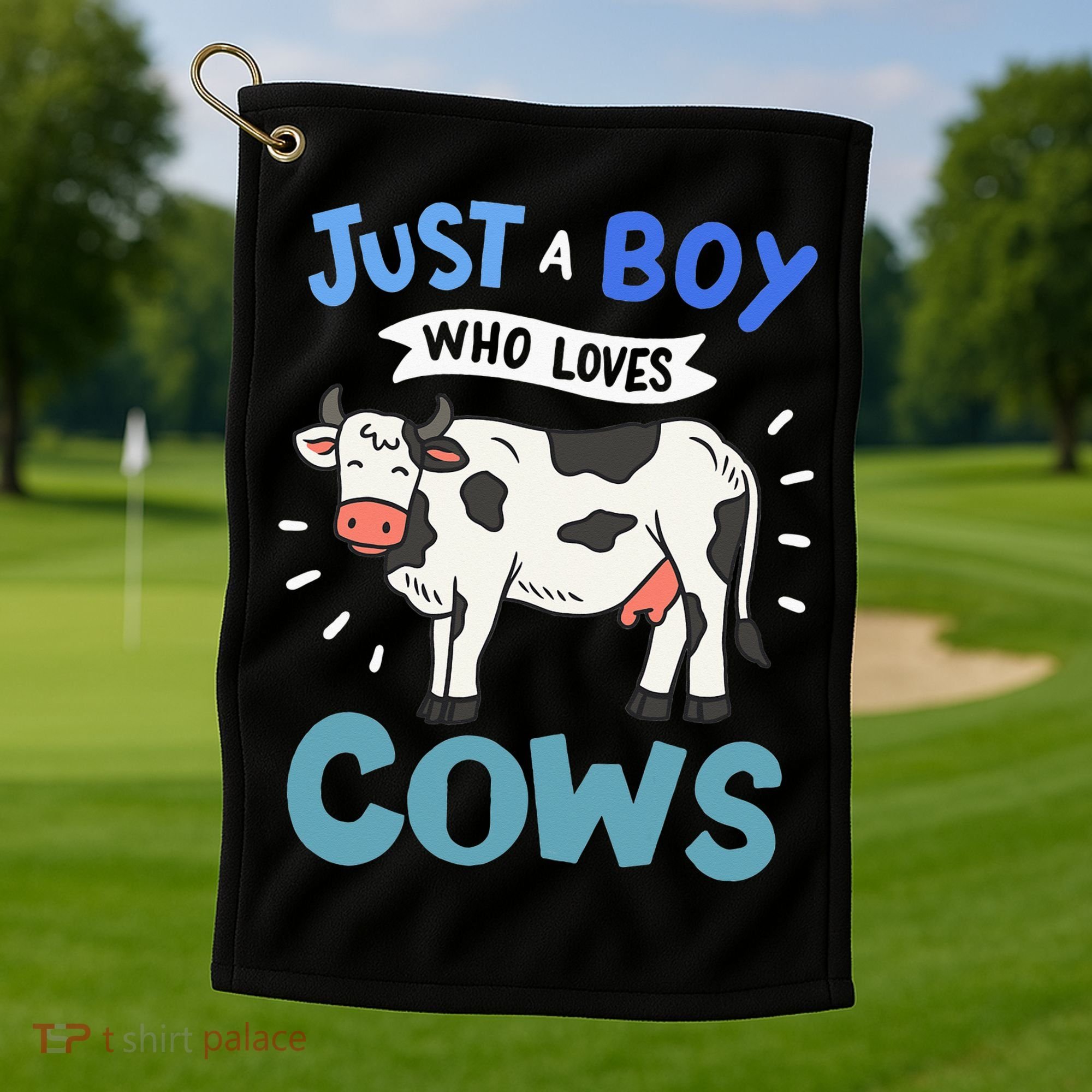 Just a  Who Loves Cows Funny Cows Lover Gift Golf Towel
