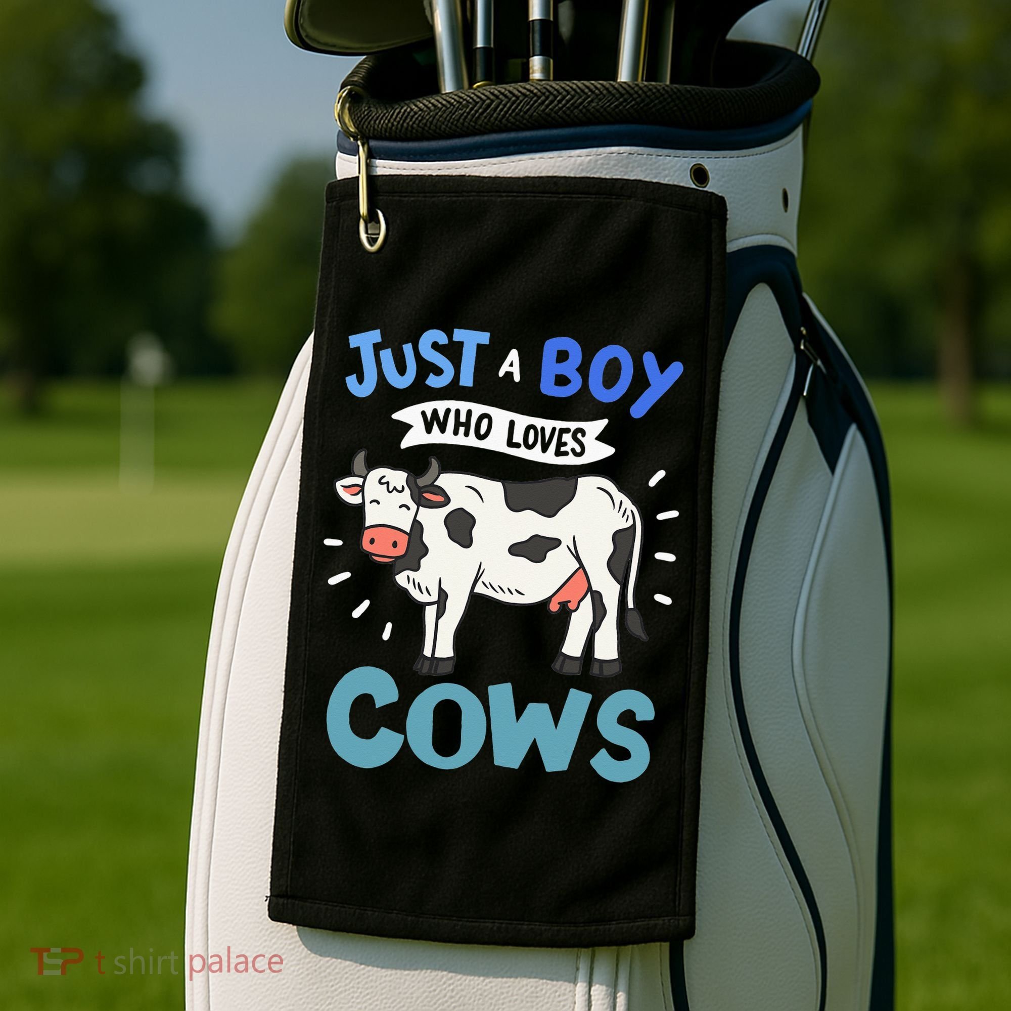 Just a  Who Loves Cows Funny Cows Lover Gift Golf Towel