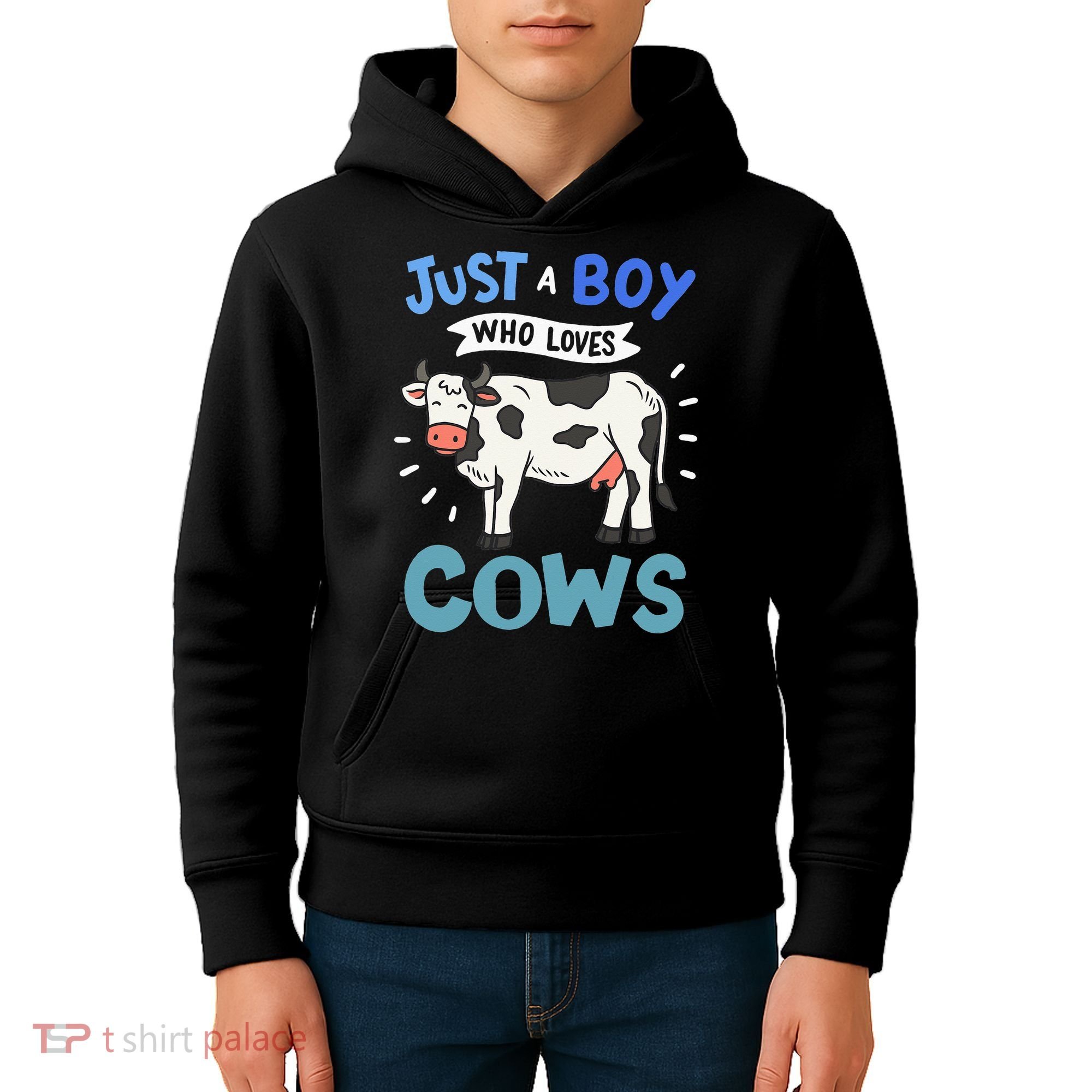 Just a  Who Loves Cows Funny Cows Lover Gift Kids Hoodie
