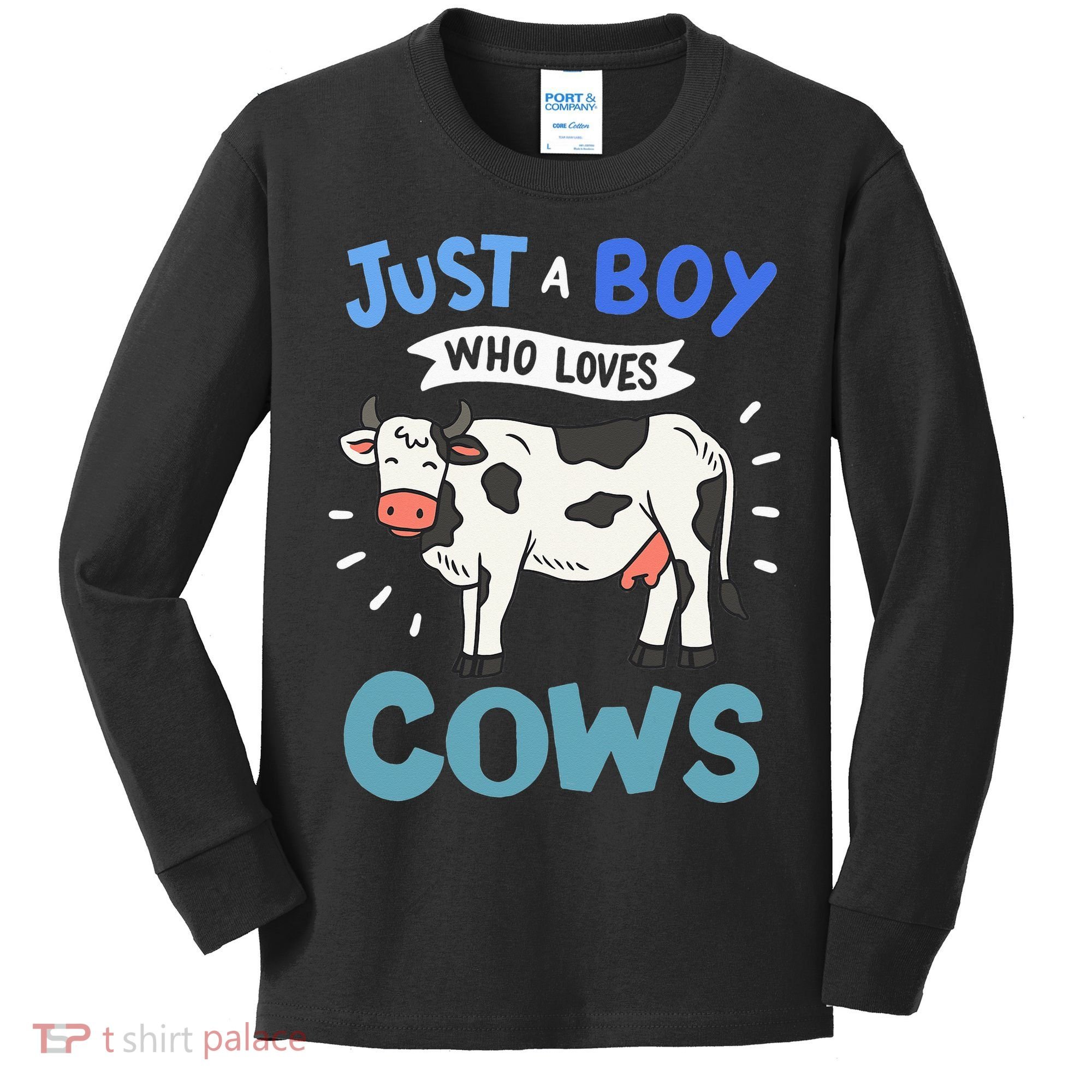 Just a  Who Loves Cows Funny Cows Lover Gift Kids Long Sleeve Shirt